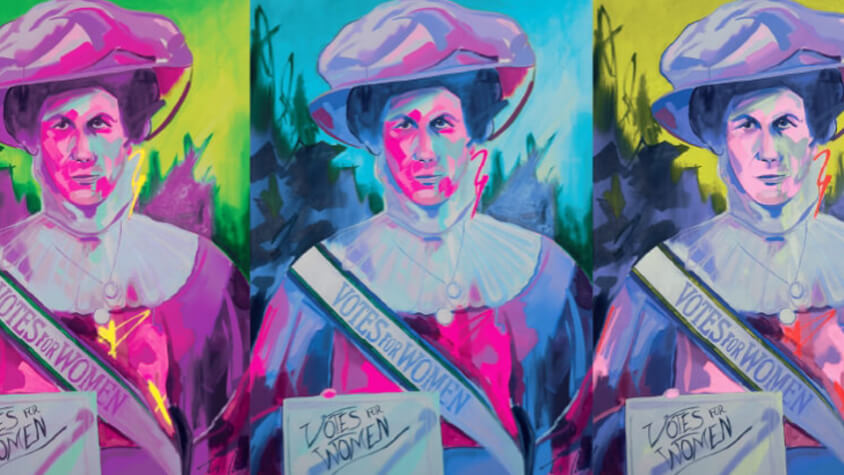 Paintings of an iconic Leicester suffragette as part of the Street Stories art trail