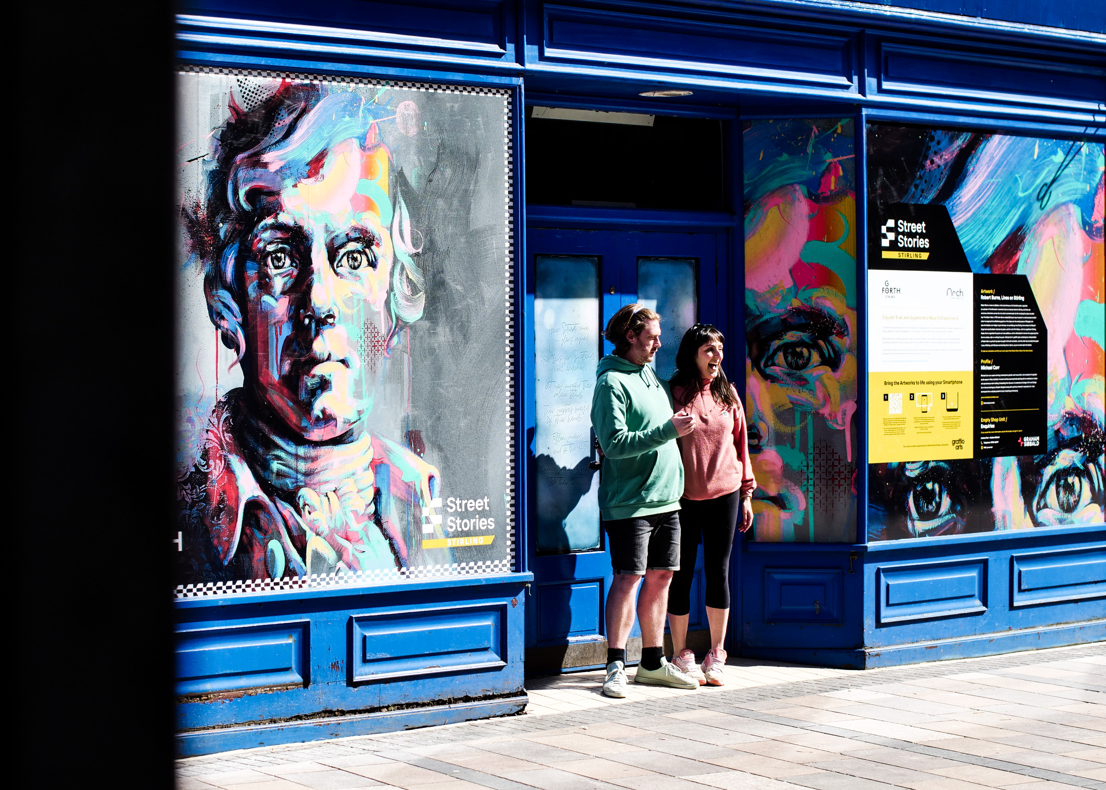 Michael Corr, one of the artists from Stirling for Street Stories in front of his piece